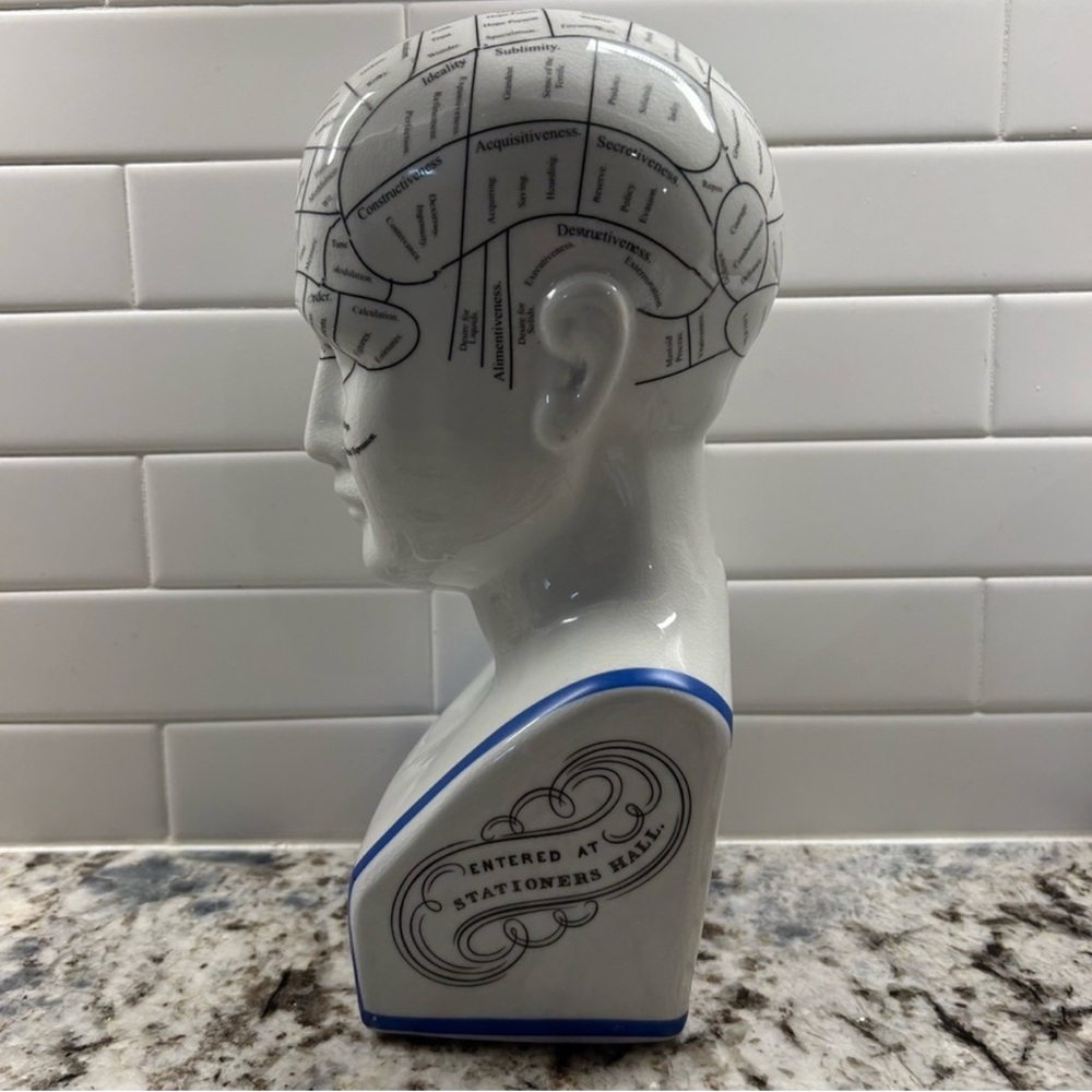 Porcelain L.N. Fowler Phrenology Psychology Head Bust 12” - Picture 4 of 6
